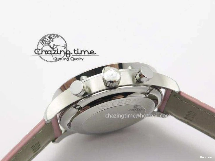 MIROTIME 0311 Portuguese 40mm Chrono SS Pink MOP Dial on Pink Leather Strap A Reliable 7391